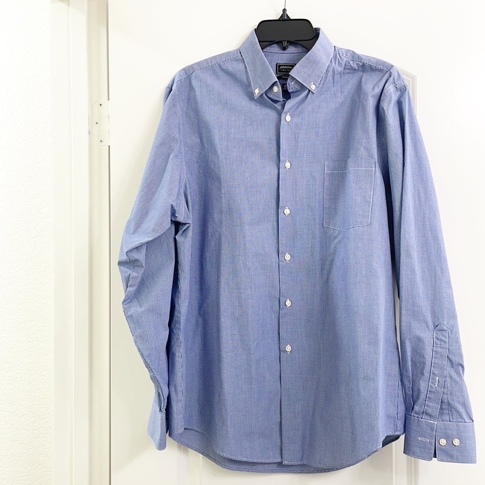 Arrow blue/white plaid long sleeve button down shirt